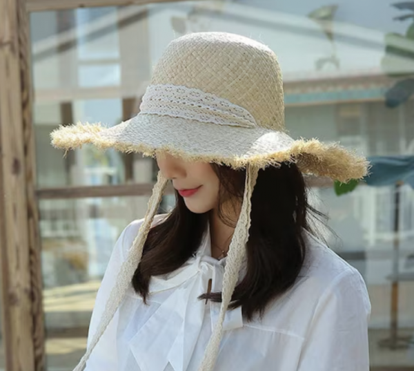 Topi Sunhat Renda Putih